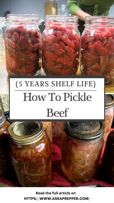 This method was developed before the days of refrigeration or easy access to ice. You can use it for any kind of meat, but here’s why beef is still best: How To Can Beef, Pickled Meat Recipe, Pickled Beef, Pickled Meat, Pickled Sausage, Pickled Recipes, Homestead Skills, Bbq Foods, Pickled Foods