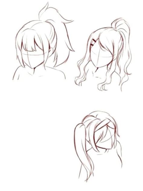 Cute Drawing Accessories, Ponytail Hairstyles Sketch, Anime Hair Half Up Half Down, Ponytail Back View Drawing, Hair Base Ponytail, How To Draw Half Up Half Down Hair, Underworld Drawing, Hair Ideas Art, Hairstyle Drawings