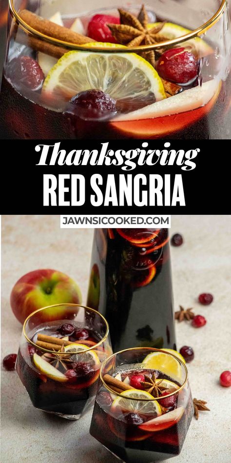 Fall Spiced Sangria, Fall Sangria Recipes Bourbon, Cranberry Sangria Thanksgiving, Big Batch Fall Sangria, Thanksgiving Red Sangria, Sangria Thanksgiving Recipes, Alcohol Thanksgiving Punch, Fall Sangria With Bourbon, Kirkland Sangria Recipes