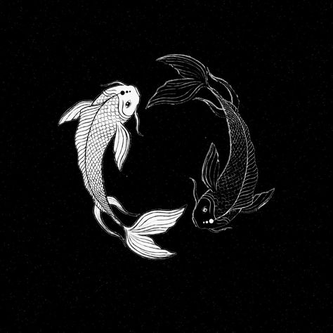 Yin Yang Fish Wallpaper, Ying And Yang Aesthetic, Yin Yang Matching Pfp, Yinyang Aesthetic, Yin And Yang Aesthetic, Yin Yang Aesthetic, Yin And Yang Fish, Fish Yin Yang, Yin Yang Koi Fish