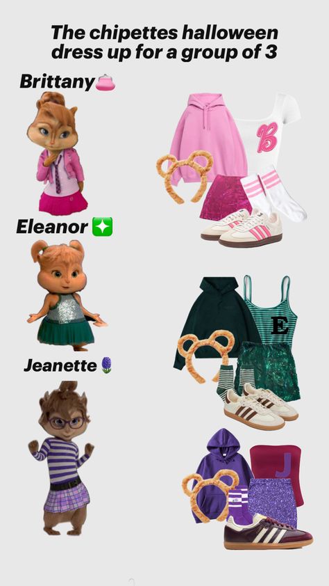 Chipettes Halloween Costume Ideas, Chippetshalloween Costume, Chipetshalloween Costume, Jeanette Chipette Costume, Brittany Chipette Costume, Chipettes Costume, Brittany Chipette, Halloween Outfits Ideas, Cartoon Network Fanart