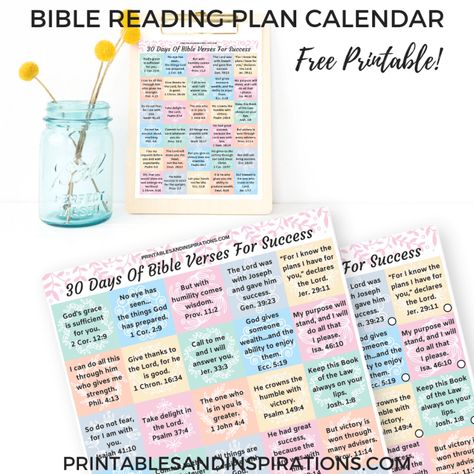 Daily Bible Reading Plan Calendar Free Printable! For Bible journaling or Bible study. Use as Bible verse of the day guide or cut into planner stickers. #Bibleverse #freeprintable #Biblejournaling Bible Verse About Success, Bible Reading Guide, Plan Calendar, Daily Bible Reading Plan, Free Printable Monthly Planner, Daily Calendar Template, Calendar Free Printable, Bible Guide, Bible Verse Of The Day