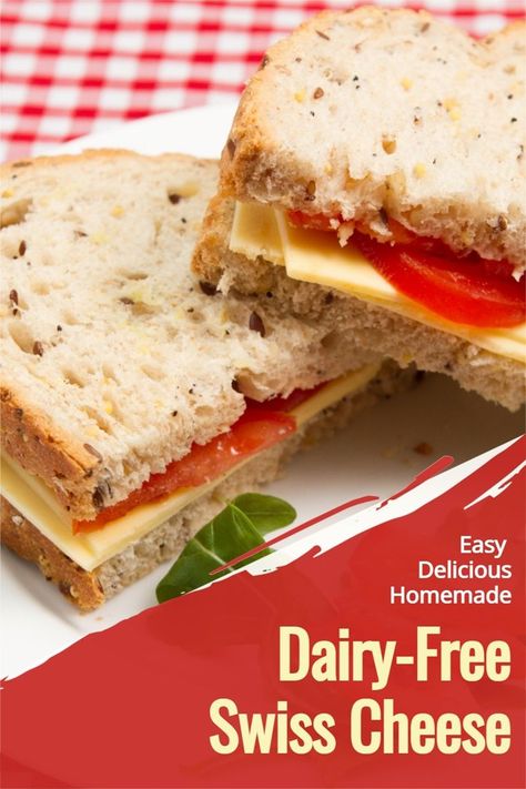 Dairy-Free Swiss Cheese Recipe - an easy, homemade, vegan alternative. Just 15 minutes to prepare! Also gluten-free and optionally soy-free Swiss Cheese Recipes, Cheese Alternative, Vegan Chef, Dessert Toppings, Vegan Alternatives, Cheese Recipe, Swiss Cheese, Protein Snacks, Vegan Cheese