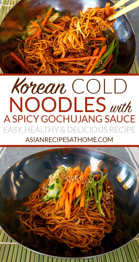 Cold Noodles Recipes, Gochujang Noodles, Korean Cold Noodles, Koreansk Mad, Gochujang Recipe, Recipes Korean, Koreansk Mat, Noodle Bowls Recipes, Cravings Recipes