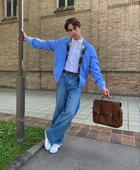 Light Blue Jacket Outfit Men, Light Blue Jacket Outfit, Blue Jacket Outfits Men, Light Blue Jacket, Cotton Twill Jacket, Fashion Boy, Twill Jacket, Summer Jacket, Penny Loafer