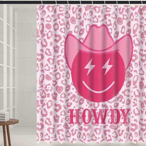 Pink Shower Curtain for Bathroom Preppy Shower Curtain 71 Inch Hot Pink Cowgirl Shower Curtain Preppy Room Decor with Hooks Polyester Waterproof(Smile Face Style) Preppy Shower Curtain, Bathroom Preppy, Cowgirl Bathroom, Shower Curtain Aesthetic, Neon Bathroom, Hot Pink Bathroom, Curtain Aesthetic, Aesthetic Shower, Trendy Shower Curtain