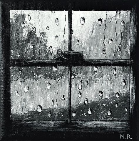 Acrylic Painting On Canvas Rain On The Roof Drawing, Raining Window Drawing, Raindrops On Window Drawing, Raindrop Sketch, Rain Window Painting, Rainy Window Drawing, Raindrops Painting, Rain Sketch, Rain Drops On Window