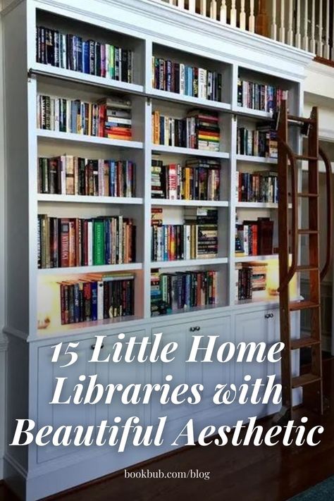 Hygge Library Room, Home Library Entryway, Home Library Styling, Bedrooms With Libraries, Cabin Library Aesthetic, Ideas For Library Room, Contemporary Library Design, Bookcase Nook Ideas, Home Library Art