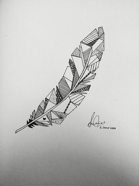 Geometrical feather Geometric Feather Tattoo, Geometric Feather, Geometrical Art, Feather Drawing, Feather Tattoo Design, Art Optical, Geometric Tattoo Design, Pen Art Drawings, Geometric Drawing