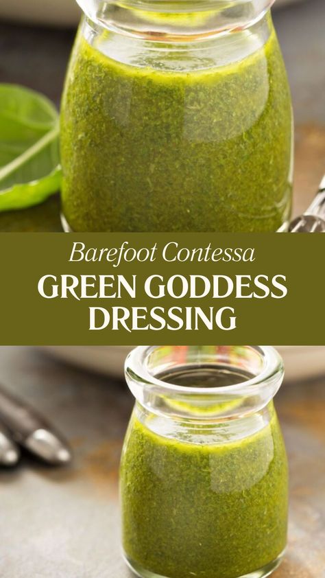 Barefoot Contessa Green Goddess Dressing Creamy Garlic Olive Dressing, Greek Goddess Dressing, Green Goddess Sauce, Goddess Dressing Recipe, Greek Goddess Dress, Goddess Dressing, Green Goddess Dressing, Lemon Olive Oil, Barefoot Contessa