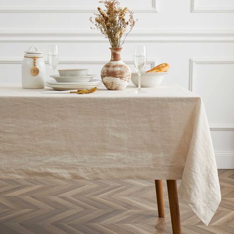 PRICES MAY VARY. Upgrade your kitchen table, dining room table or buffet table with this stunning rectangle tablecloth. Fabric tablecloth woven from 100% premium French grown flax, with durable, natural, minilist, reusable features. Pair with our cloth napkins placemats creating wonderful table look. Handcarft Hemstitch - Exquisite linen comes together with impeccable stitching in this gorgeous collection for everyday use. Table cloths with embroidery hemstich are handcrafted by skilled artisans Tablecloth Ideas Dining Room, Farmhouse Tablecloth, Farmhouse Tablecloths, Cloth Table Covers, Linen Store, Rectangle Tablecloth, Kitchen Dinning, Tablecloth Fabric, Thanksgiving Parties