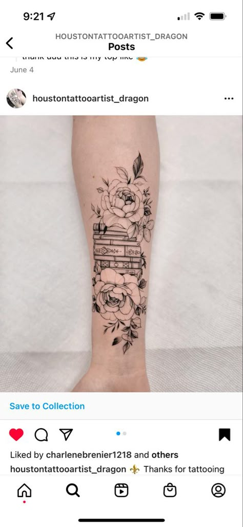 Book Stack Tattoo, Stack Tattoo, Book Tattoo, Purple Tulips, Book Stack, Stack Of Books, Tattoo Inspo, Tattoo Idea, Flower Tattoos