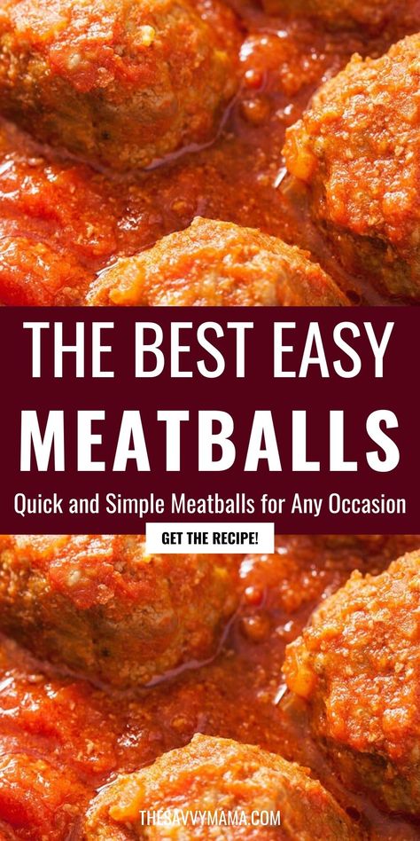 Try the best easy meatballs that are perfect for any dinner! This quick and simple recipe is ideal for those busy nights when you need a delicious meal in a hurry. These easy meatball recipes are perfect for spaghetti and are sure to be a hit with the whole family. With minimal ingredients and effort, you can enjoy homemade meatballs that are juicy, flavorful, and satisfying. Make dinner stress-free with these easy meatballs today Basic Meatball Recipe Ground Beef, Homemade Meatballs For Spaghetti, Easy Meatball Recipes, Quick Meatballs, Best Meatball Recipe, Easy Italian Meatballs, Spaghetti Meatball Recipes, Easy Meatballs, Homemade Meatballs Recipe