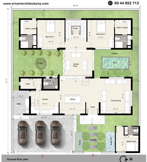 Bungalow Layout, Plan 2d, 2d Floor Plan, Unique House Plans, Luxury Plan, Bungalow Floor Plans, 3d Floor Plans, Indian House Plans, 3d Floor Plan