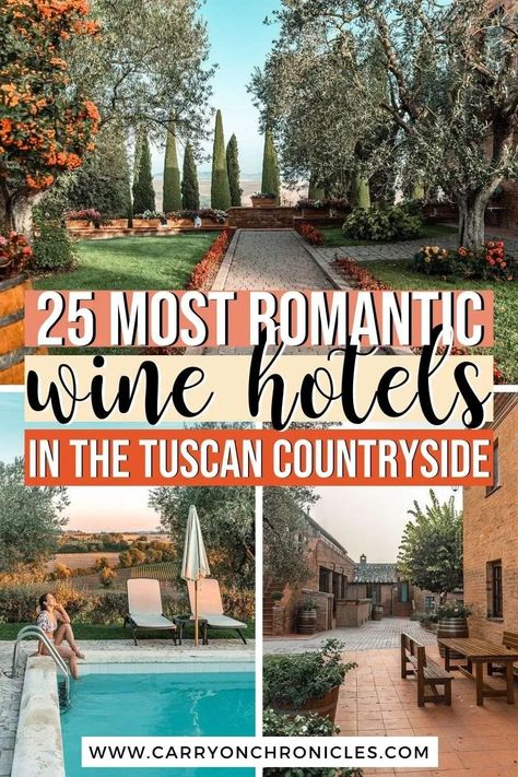 Are you looking to escape to the Tuscan countryside? Imagine waking up in one of the region’s most romantic wine hotels! These incredible Tuscany hotels and Tuscany villas are all located on or next to a vineyard, making them the perfect getaway for wine lovers and wine connoisseurs. Come uncover some of the best wine country hotels and hidden gem hotels in Tuscany and check out the awesome perks of staying in an unforgettable vineyard hotel! #wineresorthotel #tusanyitaly #romantichotelsinitaly Best Hotels In Tuscany, Tuscany Italy Travel Guide, Wineries In Tuscany Italy, Tuscany Italy Wineries, Best Wineries In Tuscany, Where To Stay In Tuscany Italy, Tuscany Honeymoon, Tuscany Agriturismo, Italy Vineyards