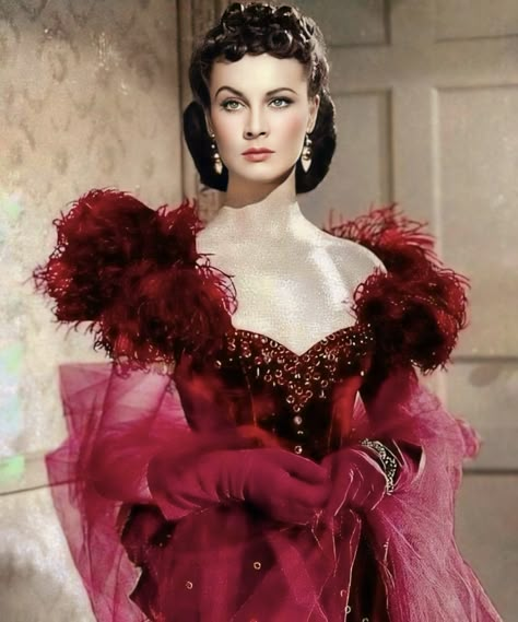 Gone With The Wind Dresses, Burgundy Ball Gown, Vivian Leigh, Classic Hollywood Glamour, Vintage Hollywood Glamour, Vivien Leigh, Old Hollywood Glam, History Fashion, Old Hollywood Stars