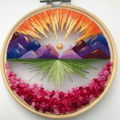 Embroidery-Landscapes-Thread-Sew-Beautiful Palmyra Syria, Sulaman Pita, Broderie Simple, Diy Broderie, Handmade Embroidery Designs, Pola Sulam, Creative Embroidery, Simple Embroidery, 자수 디자인