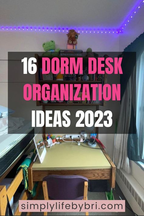 dorm desk organization ideas Dorm Room Desk Ideas, Room Desk Ideas, Desk Organization College, Dorm Desk Organization, College Dorm Room Organization, Desk Organization Ideas, Dorm Room Essentials List, Dorm Room Desk, College Desk