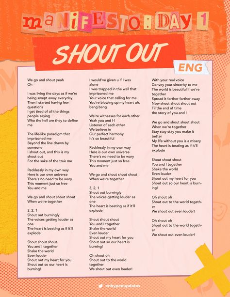 Shout Out Enhypen, Enhypen Manifesto Day 1, Pop Song Lyrics, Manifesto Day 1, Enhypen Manifesto, Only Lyrics, Enhypen Updates On Twitter, Song Lyric Posters, Music Illustration