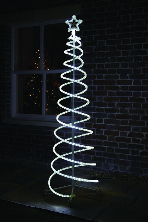 Ice White Spiral Christmas Tree #christmas #decorations #illuminate Wooden Spiral Christmas Tree, Spiral Tree Christmas, Christmas Tree Spiral, Hiasan Natal, Led Lights White, Spiral Christmas Tree, Spiral Tree, Christmas Globes, Christmas Clock