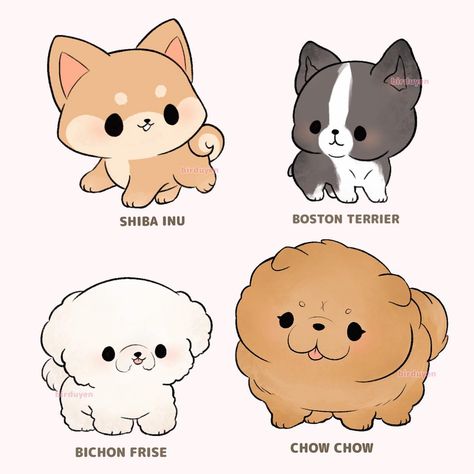 Chibi Dog, Cute Dog Drawing, Puppy Drawing, Illustration Cute, Cute Instagram, Cute Animal Drawings Kawaii, Cute Doodles Drawings, Cute Cartoon Drawings, Dog Illustration