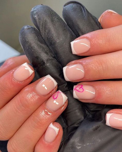 Nail Inspo French Tip Square Design, Summer Nail Ideas Square Short, Short Square Acrylic Nails Designs Simple, Short Gel Extension Nails, Short Valentines Nails, Nail Square, Holiday Acrylic Nails, Valentine Nail, Short Gel Nails