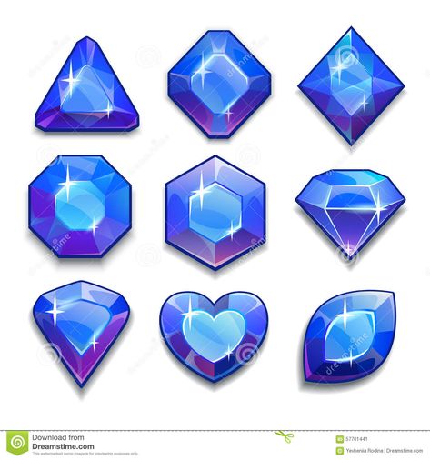 Illustration about Set of cartoon blue jewels with different shapes, isolated on the white background. Illustration of shiny, bright, heart - 57701441 Game Gem, Crystal Drawing, Game Ui Design, Mobile Art, Digital Painting Tutorials, Free Vector Art, Game Item, Different Shapes, Painting Tutorial