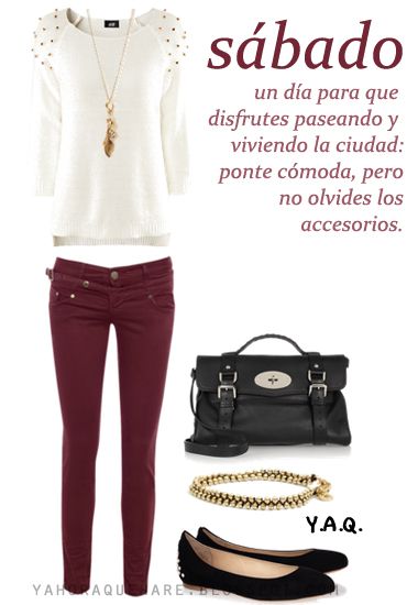 Y. A. Q. - Blog de moda, inspiración y tendencias: [Y ahora cómo] 12 prendas, looks para toda la semana Cold Night Outfit, Outfit Pantalon Vino, Outfits 40s, Fall Outfits With Hats, Winter Outfits 2019, Maroon Pants, Burgundy Outfit, Burgundy Pants, Team Apparel