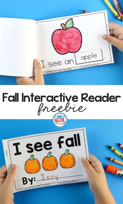 This I See Fall Interactive Reader is a fun hands-on way for students to actively engage and improve their reading skills and increase their vocabulary. I See Emergent Readers Free, A Dab Of Glue Will Do Freebies, Fall Centers Kindergarten Free, Fall Activities For Special Education, Fall Reading Activities Kindergarten, Fall Vocabulary Preschool, Fall Theme Preschool, Fall Literacy Activities, Free Fall Activities