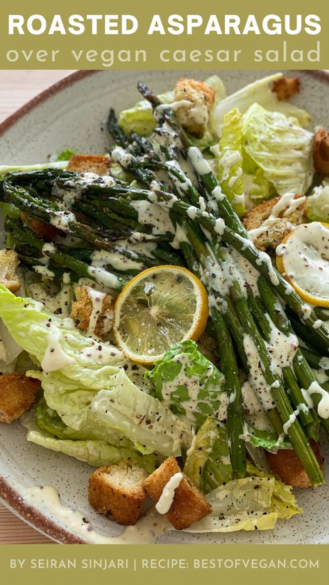 Sharing Plate, Creamy Caesar Dressing, Asparagus Seasoning, Spring Dishes, Vegan Worcestershire Sauce, Caesar Salad Recipe, Grilled Tofu, Vegan Roast, Vegan Bbq