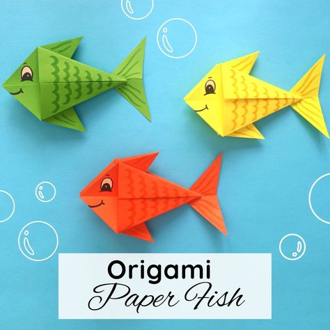 Paper Fish Craft, Origami Fish Easy, Fish Origami, Craft Fish, Thema Water, Fish Printables, Craft Origami, Fish Craft, Paper Fish