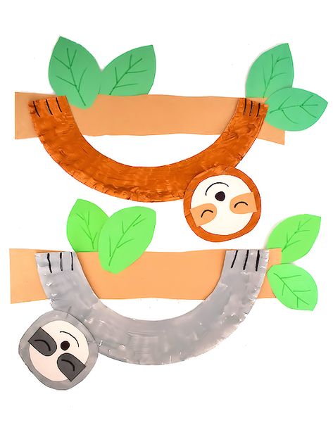 Paper Plate Sloth Craft #animalcraft #slothcraft #paperplatecraft #kids #craft #kidscraft #kidcrafts Paper Plate Sloth, Sloth Craft, Kunst For Barn, Rainforest Crafts, Animal Crafts Preschool, Jungle Crafts, Zoo Crafts, Zoo Animal Crafts, Jungle Thema