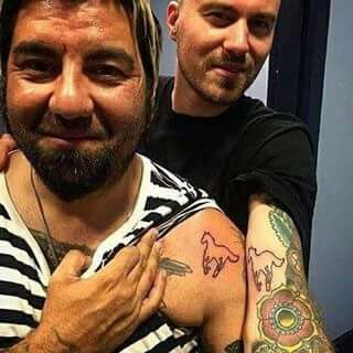 "Chino Moreno did a White Pony tattoo" @revistarocket White Pony Tattoo, Deftones Tattoo, Pony Tattoo, Around The Fur, Mystical Tattoos, Stylist Tattoos, Sleeves Ideas, New Tattoo