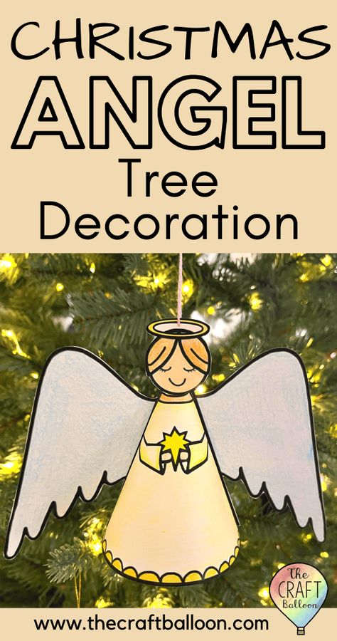 Paper Christmas angel tree decoration Paper Angel Tree Topper, Printable Angel Template, Angel Crafts For Kids, Unique Kids Crafts, Angel Template, Flower Making With Paper, Kids Tree Ornaments, Paper Toys Diy, Paper Angels