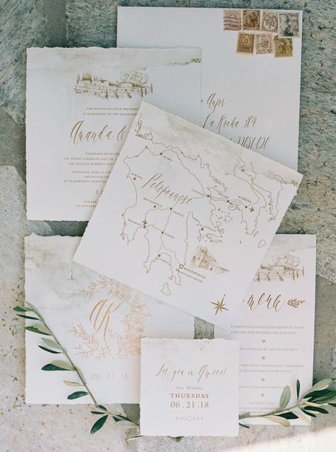 Greek Wedding Theme, White And Gold Wedding, Affordable Wedding Invitations, Santorini Wedding, Wedding Map, Greece Wedding, Greek Wedding, Destination Wedding Invitations, Wedding Mood Board