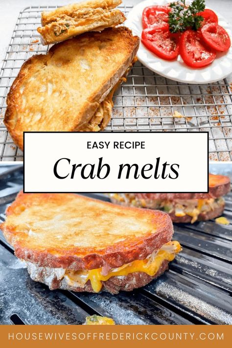 Maryland crab melt recipe Crab Melt Sandwich, Canned Crab Recipes, Can Crab Meat Recipes, Crab Meat Appetizers, Crab Melts, Crab Melt, Seafood Sandwiches, Crab Cake Sandwich, Canned Crab Meat