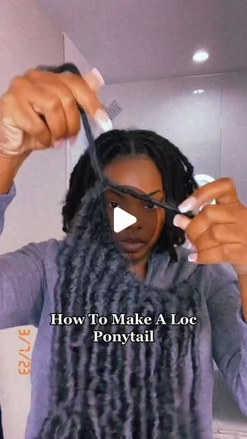 Vicky on Instagram: "NEED: 2 packs of Locs crochet hair STEPS: open the hole at the top of each loc and slide it onto ONE horizonal loc. Once all locs are on the one horizontal loc, open the hole of the horizontal loc and insert the other end of the horizonal loc inside of that hole! #locbobtutorial #locbobstyle #locbob #locstylesforwomen #locstyles #shortlocs #shortlocstyles" Brown And Blond Faux Locs, Wedding Styles For Locs Women, Loc Styles With Hair Added, Quick Short Loc Styles For Women, Black Women With Locs Aesthetic, Locstyles Women Short, Quick Loc Hairstyles, Long Loc Ponytail Styles Dreadlocks, Cute Styles For Locs