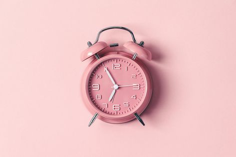 Pink alarm clock on pink background, flat lay, top view, mobochrome image Pink Alarm Clock Aesthetic, Pink Clock Aesthetic, Pink Alarm Clock, Pink Clock, Pink Clocks, Aesthetic Clock, 2024 Quotes, 2024 Board, Office Clock