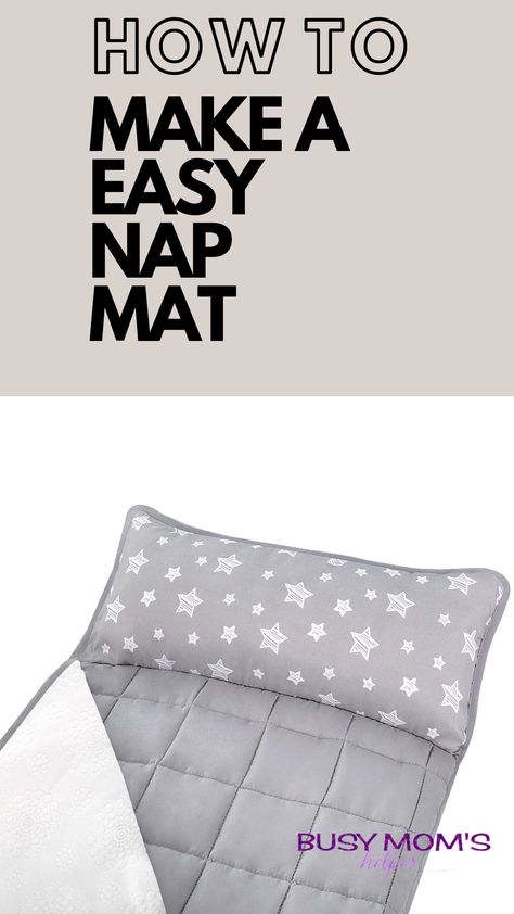 Photo of a gray nap mat with stars Diy Nap Mat With Pillow And Blanket, Toddler Nap Mat Pattern, Nap Mat Sewing Pattern, Daycare Nap Mats, How To Make A Nap Mat, Nap Mats For Kids Preschool, Diy Nap Mats For Kids, Diy Nap Mat, Kids Sleeping Bag Pattern