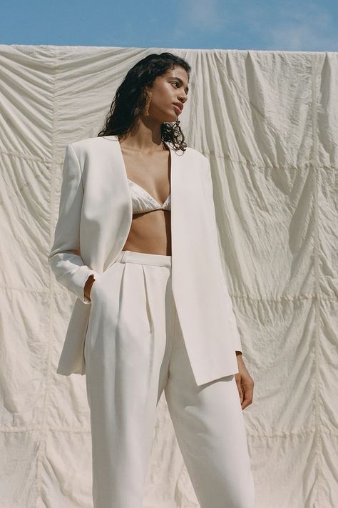 The Brand · TOVE Studio · Advanced Contemporary Womenswear Brand Modern Tailor, White Suit, White Backdrop, Sustainable Brand, Studio Shoot, Branding Photoshoot, Fashion Photoshoot, Fashion Shoot, Model Poses