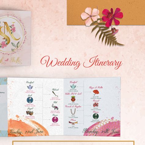 Itinerary Wedding, Itinerary Design, Wedding Itinerary, Wedding Stationery Design, Design Card, Wedding Timeline, Weeding, Layout Design, Stationery Design