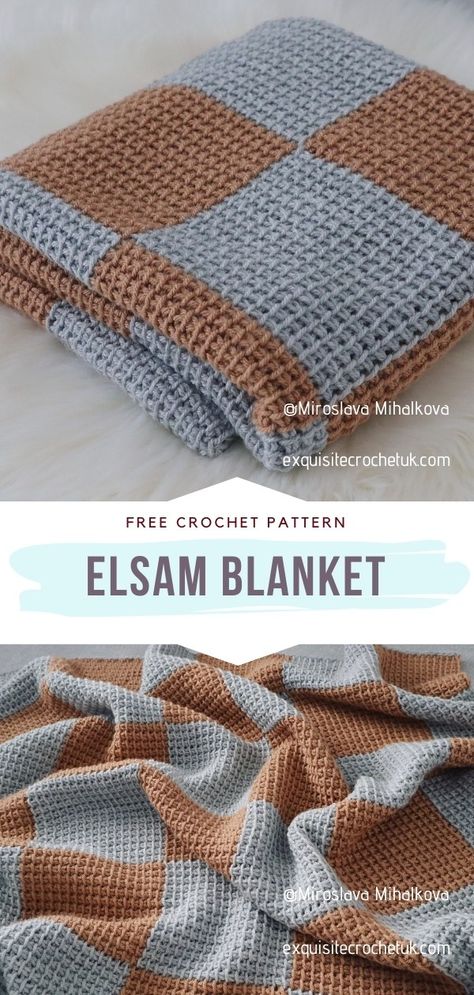 Crochet Afghan Patterns Free Modern Patchwork Blanket, Types Of Crochet Blankets, Crochet Blanket 4 Colors, Best Crochet Blanket Patterns, Small Afghan Crochet Pattern, Couch Blanket Crochet, Crocheted Checkered Blanket, Easy Blankets To Crochet, Blanket Edging Crochet Simple