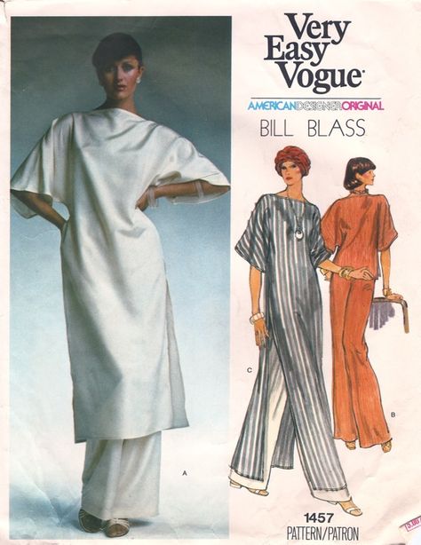 V1457 Kaftan Pattern, Vintage Vogue Patterns, Tunic Sewing Patterns, Vintage Vogue Sewing Patterns, Patron Vintage, 1970's Fashion, Pants Sewing, Pants Sewing Pattern, Vogue Sewing Patterns