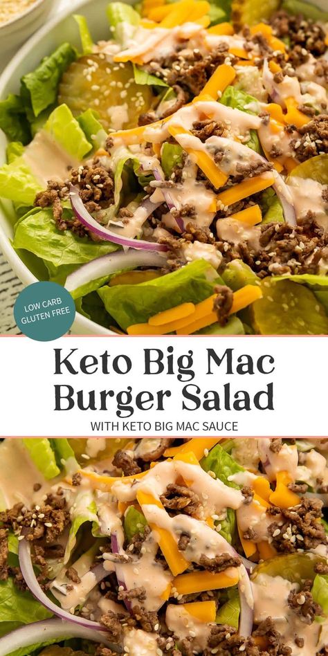 Keto Big Mac Sauce, Keto Big Mac Salad, Big Mac Burger, Keto Big Mac, Mac Burger, Fast Food Burger, Big Mac Sauce, Mac Sauce, Big Mac Salad