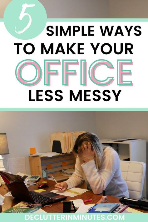 5 Genius ways to Make Your Office More Inviting so you can be more productive. Steps to take to make your office more comfortable, organized, and less cluttered. Tips on how to keep your office neat and mess-free. #streamlineoffice #organizeoffice How To Organize An Office At Home, Productive Office Space, Organizing Office At Home, Declutter Desk, Clean Office Space, Cluttered Office, Office Decluttering, Small Office Organization, Work Desk Organization