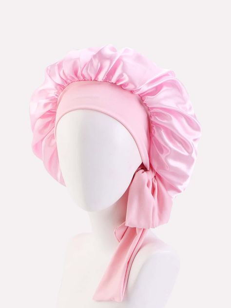 1pc Women's Elastic Polyester Hair Bonnet With RibbonI discovered amazing products on SHEIN.com, come check them out! Silk Hair Bonnets, Hair Bonnets, Silk Bonnet, Cute Dog Collars, Satin Bonnet, Hair Bonnet, Satin Roses, Silk Hair, Pink Collars