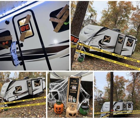 Camper Halloween Decorating Ideas, Halloween Camper, Halloween Themes, Halloween Decor, Caravan, Halloween Decorations, Pop Art, Camping, Holidays