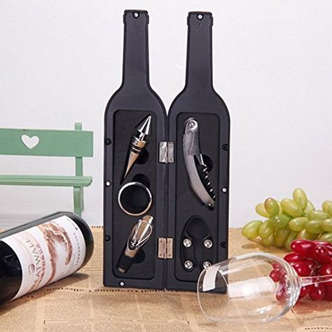 Vina 5 Pcsset Deluxe Wine Bottle Opener Accessories Gift Set  Wine Bottle Opener Wine Stopper Wine Drip Ring Wine Foil Cutter and Wine Pourer -- Read more reviews of the product by visiting the link on the image. Wine Ring, Drip Ring, Leftover Wine, Wine Gift Set, Wine Pourer, Wine Carrier, Red Wine Bottle, Wine Bottle Gift, Wine Tools