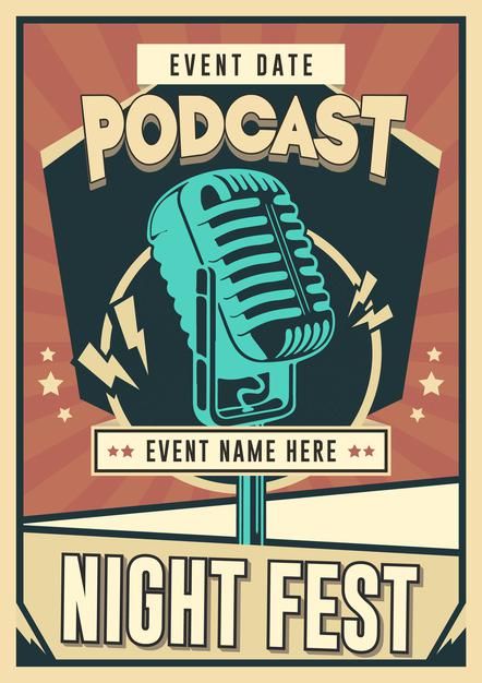 Podcast poster template | Premium Vector #Freepik #vector Poster Designing Ideas, Podcast Poster Design Inspiration, Podcast Poster Ideas, School Graphic Design Poster, Podcast Banner Design, Podcast Design Graphics, Radio Poster Design, Podcast Poster Design, Poster Podcast