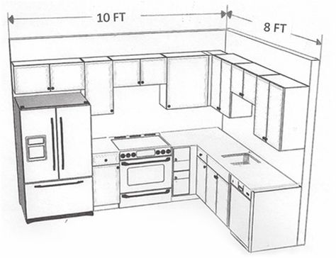 10 x 8 kitchen layout - Google Search  Similar layout with island and pantry beside fridge Small Kitchen Design Layout, Cheap Kitchen Remodel, Model Dapur, Small Kitchen Layouts, Kabinet Dapur, Desain Furnitur Modern, Kitchen Remodel Before And After, Kitchen Designs Layout, Remodel Kitchen